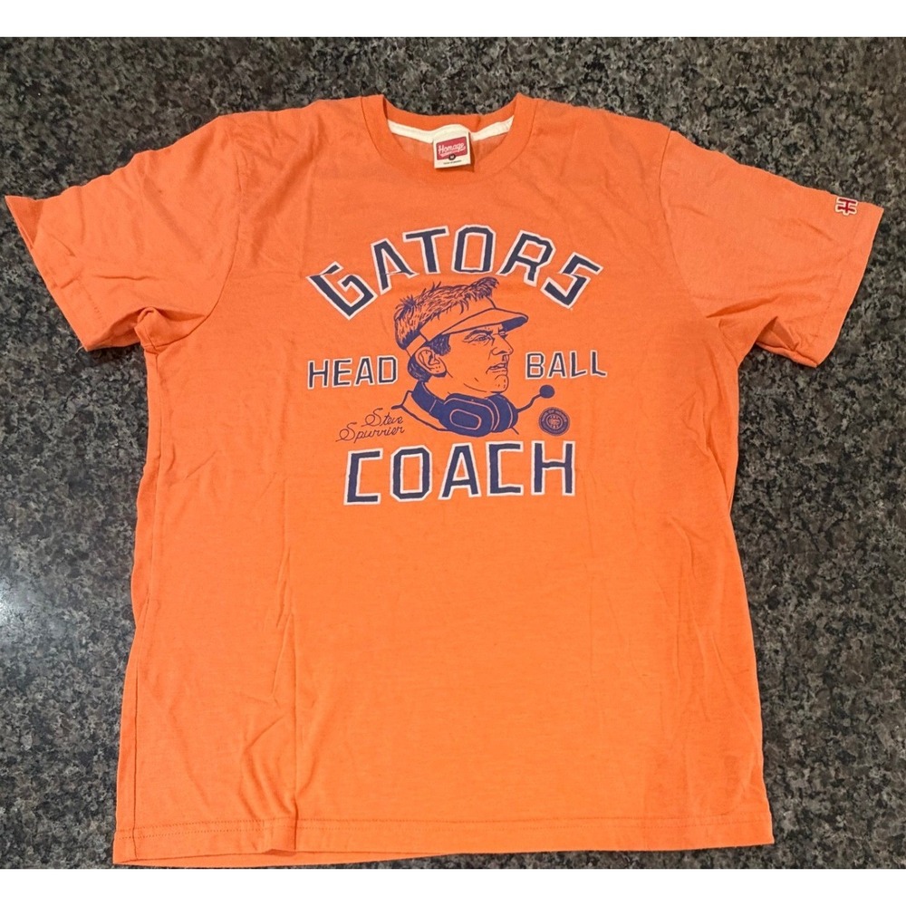 Homage Florida Gators Steve Spurrier Head Ball Coach Orange T-Shirt Mens Medium